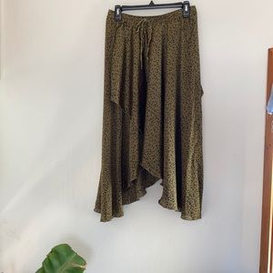 Zara Silk Leopard Print Handkerchief Midi Skirt